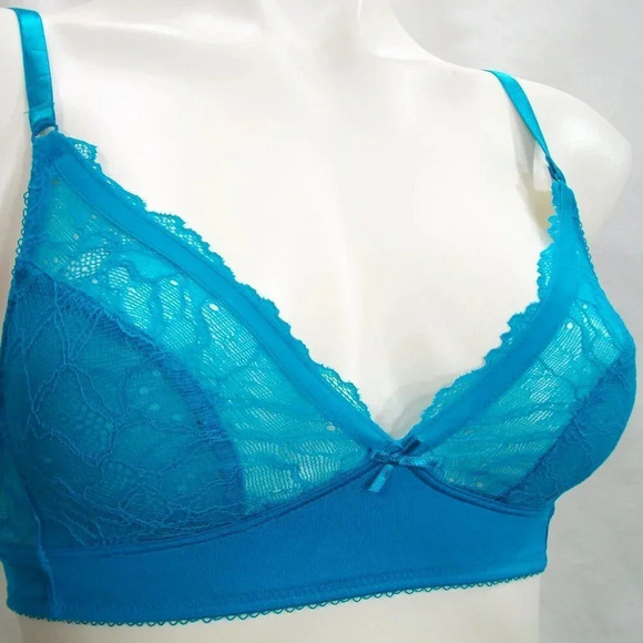 32 b.tempt'd Wacoal b.gorgeous Lace Wirefree Bra Blue NWT - Picture 5 of 6